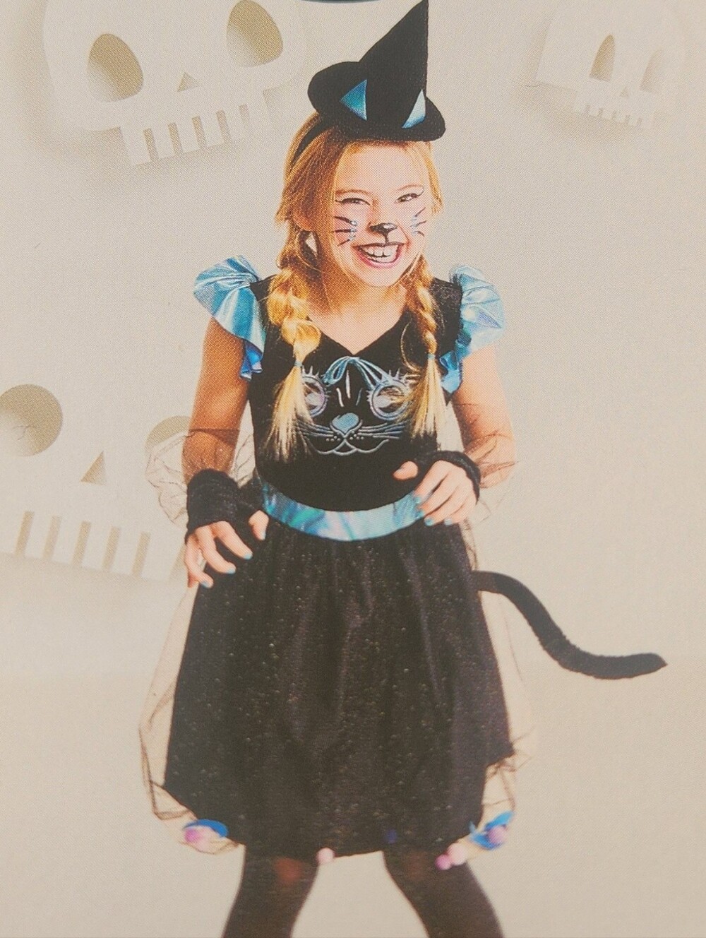HYDE and EEK Kids Halloween Witch Costume Cat Girls Size M Dress Hat Gloves